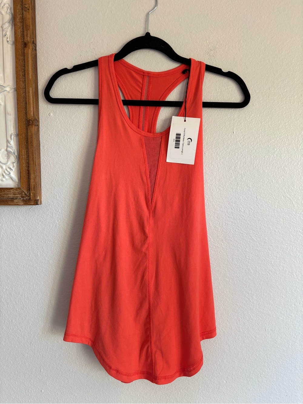 Zyia Active womens tank top sz large long coral effortless tank workout NWT gym